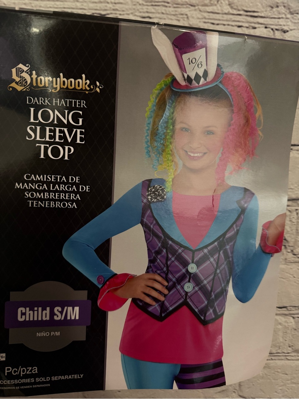 Amscan Storybook Dark Hatter Long Sleeve Top - Pink, Blue & Purple girls s/m